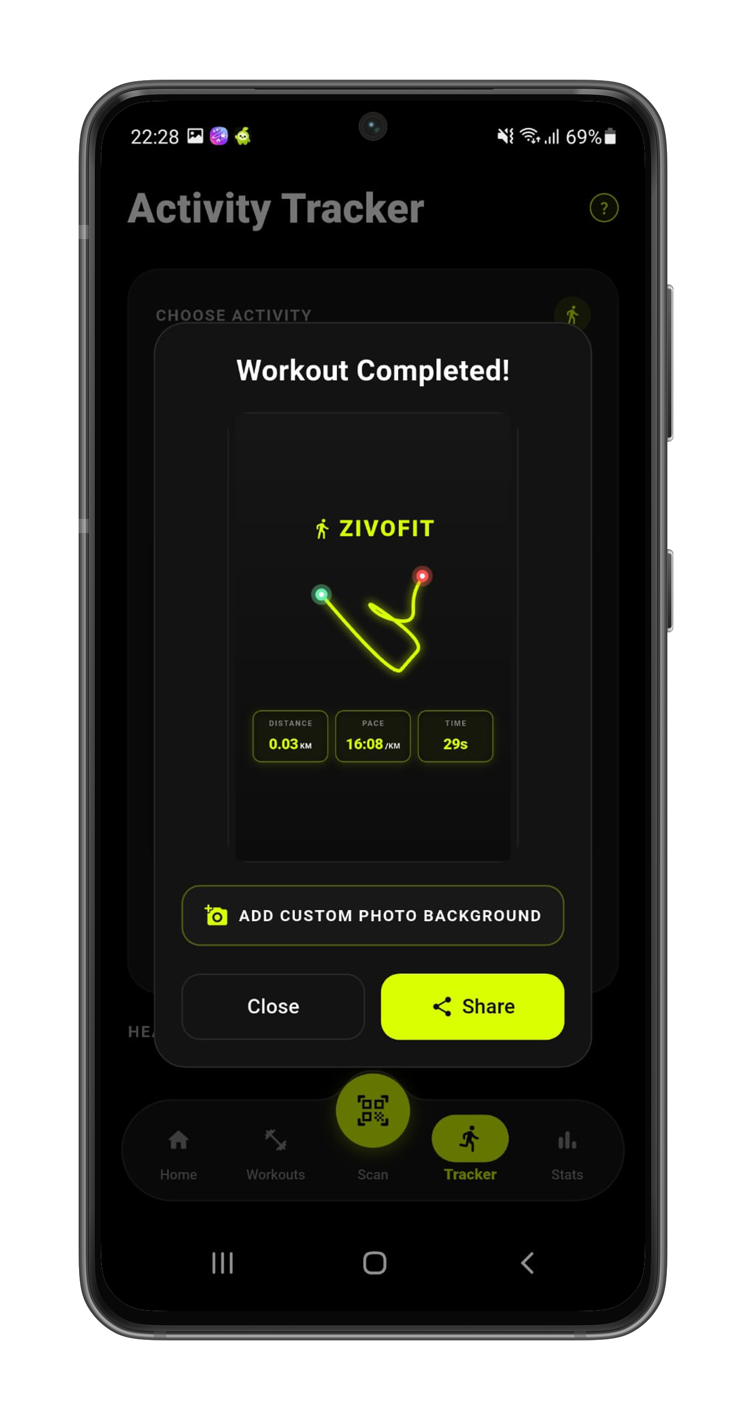 Zivo Activities Tracker Screen 2